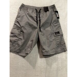 NEW Southpole Cargo Shorts Mens Medium Gray Drawstring Check Pattern